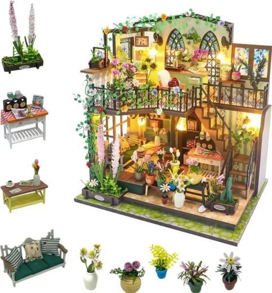 3D Румбокс DIY Darcy Flower House Дом в цветах + Пылезащитный купол M2322Z 2917770351905 фото