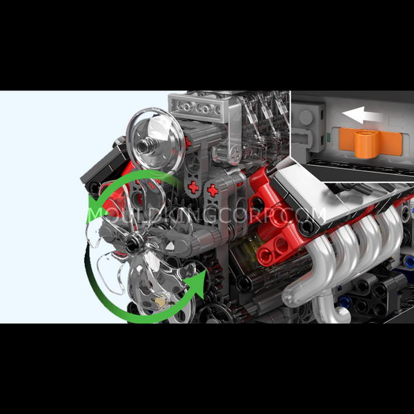 Конструктор Mould King American Muscle Car V8 with Gearbox &mdash; модель американского двигателя V8 с коробкой передач (10225) 2917770357242 фото