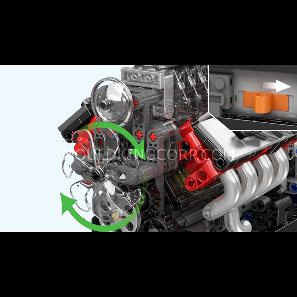 Конструктор Mould King American Muscle Car V8 with Gearbox &mdash; модель американского двигателя V8 с коробкой передач (10225) 2917770357242 фото