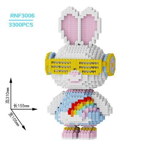 Конструктор Magic Blocks Заяц, мини-блоки, 3D-модель из 3300 деталей, 31 см (RNF3006) 2994250325878 фото