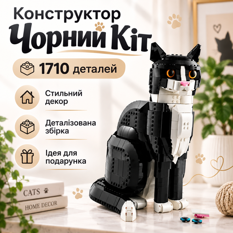 Конструктор Черно-белый кот, 1710 деталей 2917770352612 фото
