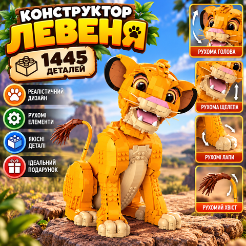 Конструктор Юный король Лев Симба, 1445 деталей 2917770352698 фото