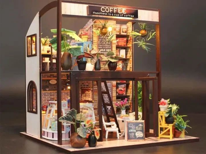 3D Румбокс DIY "Coffee House" + Пылезащитный купол M027Z 2917770351943 фото