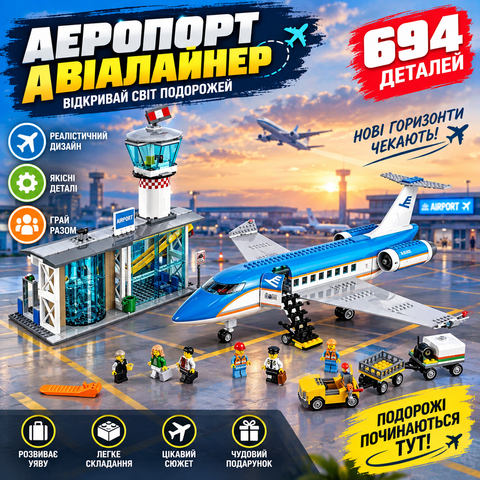 Конструктор Пасажирський літак, 913 деталей 2917770352360 фото