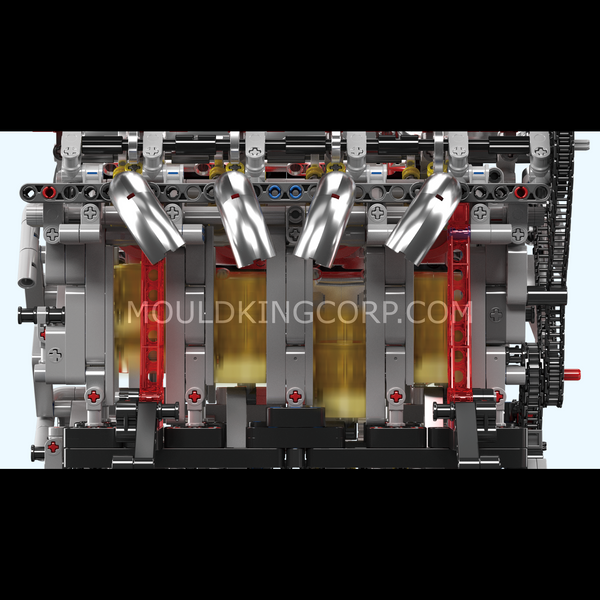 Конструктор Mould King F488 Motorized V8 &mdash; модель двигателя Ferrari 488 V8, 2936 деталей (10130S) 2917770357006 фото