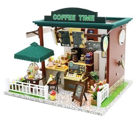 3D Румбокс DIY DollHouse "Coffee Time" кафе + Пилозахисний купол C006Z 2917770351585 фото