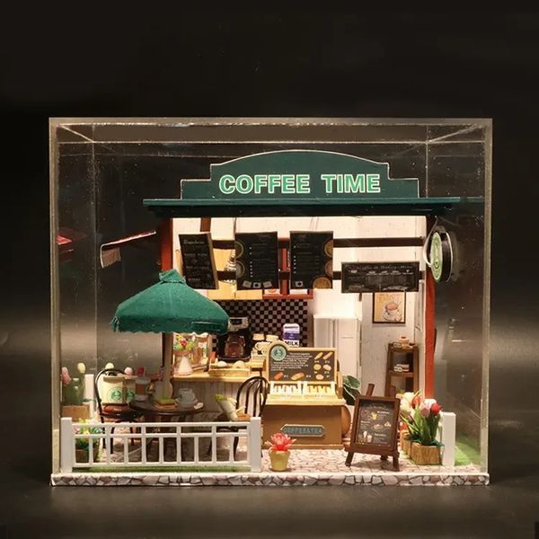 3D Румбокс DIY DollHouse "Coffee Time" кафе+ Пылезащитный купол C006Z 2917770351585 фото