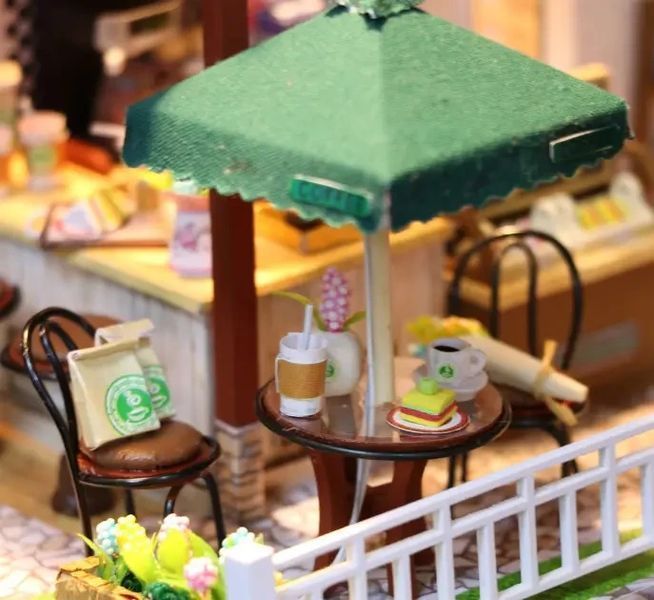 3D Румбокс DIY DollHouse "Coffee Time" кафе+ Пылезащитный купол C006Z 2917770351585 фото