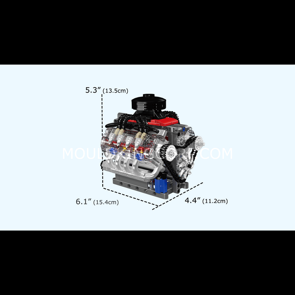 Конструктор Mould King Chevy LSX454 Motorized V8 &mdash; модель американского двигателя Chevy LSX454, 487 деталей (10171) 2917770357013 фото