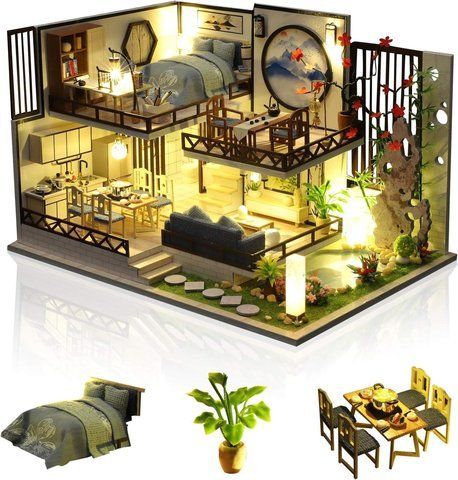 3D Румбокс DIY House у японському стилі Bamboo Rhime + Пилозахисний купол (M029-B) 2994250324895 фото