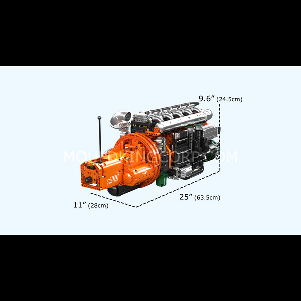 Конструктор Mould King Inline-6 Truck Engine & Transmission &mdash; модель рядного шестицилиндрового грузового двигателя с трансмиссией (10200) 2917770357198 фото