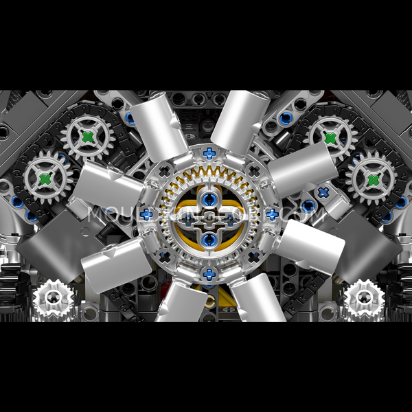 Конструктор Mould King Hypercar W16 Engine & Gearbox &mdash; модель моторизованного двигателя W16 с коробкой передач (10201) 2917770357235 фото