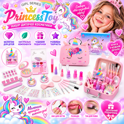 Набор детской косметики Princess Toy &laquo;Единорог&raquo; в чемоданчике, 25 предметов, розовый 2917770347403 фото