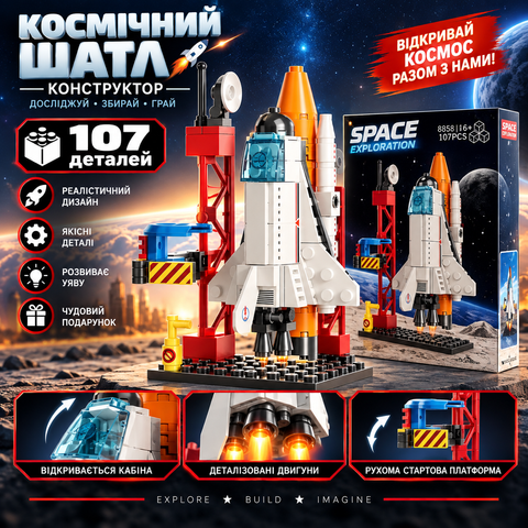 Конструктор LeleBrother космічний шатл, 107 деталь (8858) 2917770348561 фото