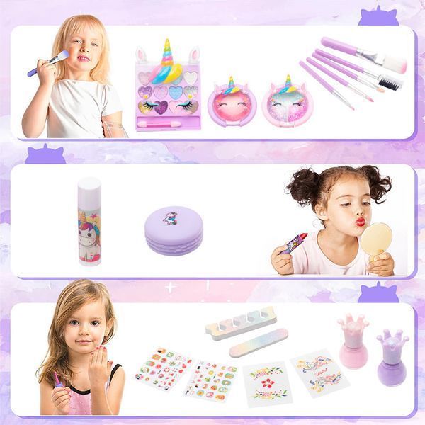 Набір дитячої косметики Princess Toy 25 предметів у валізі з сідіорогом фіолетовий 2917770347427 фото