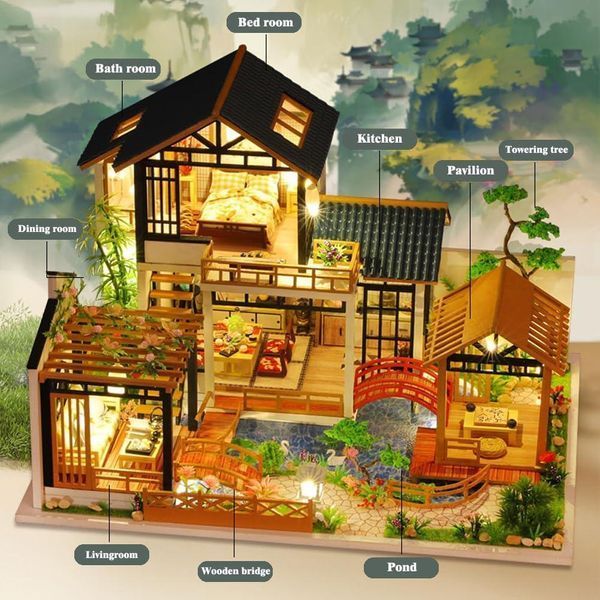3D Румбокс DIY House Садовий будинок + Пилозахисний купол P018-B 2994250325663 фото